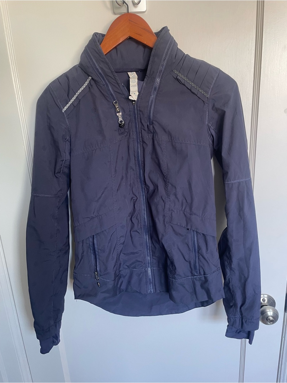 lululemon Running Jacket Women 2 Navy Reflective Full Zip Structured